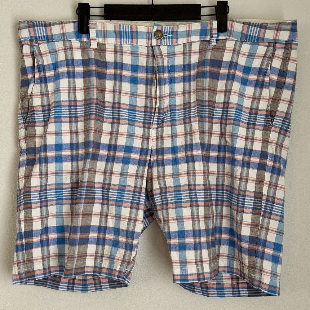 Tommy Bahama Mens 42 Shorts Classic Fit Plaid Linen Blend Stretch‎ Beach Casual